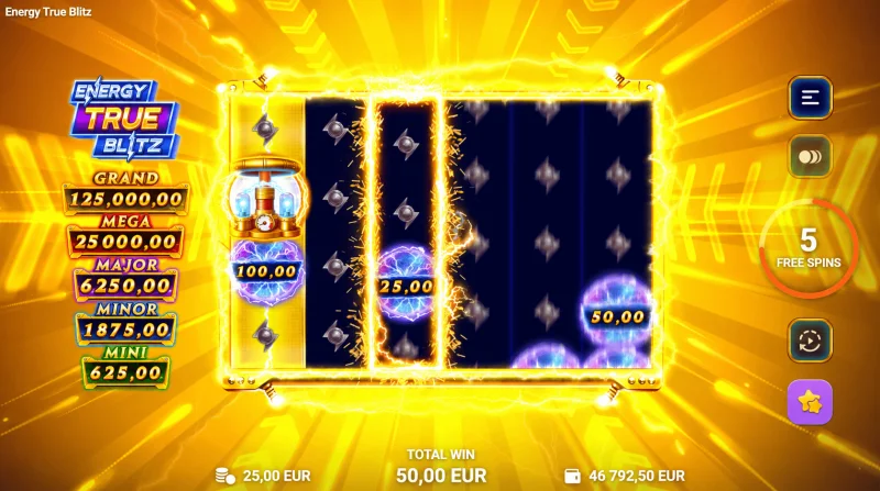Energy True Blitz - relámpagos y giros en el juego base